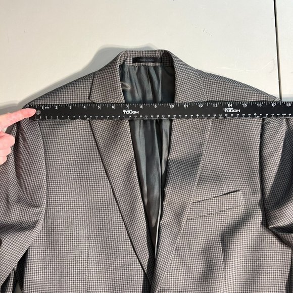 CALVIN KLEIN Blazer Jacket Sports Coat Men 38R Gray Check 100% Wool Professional - Picture 12 of 16